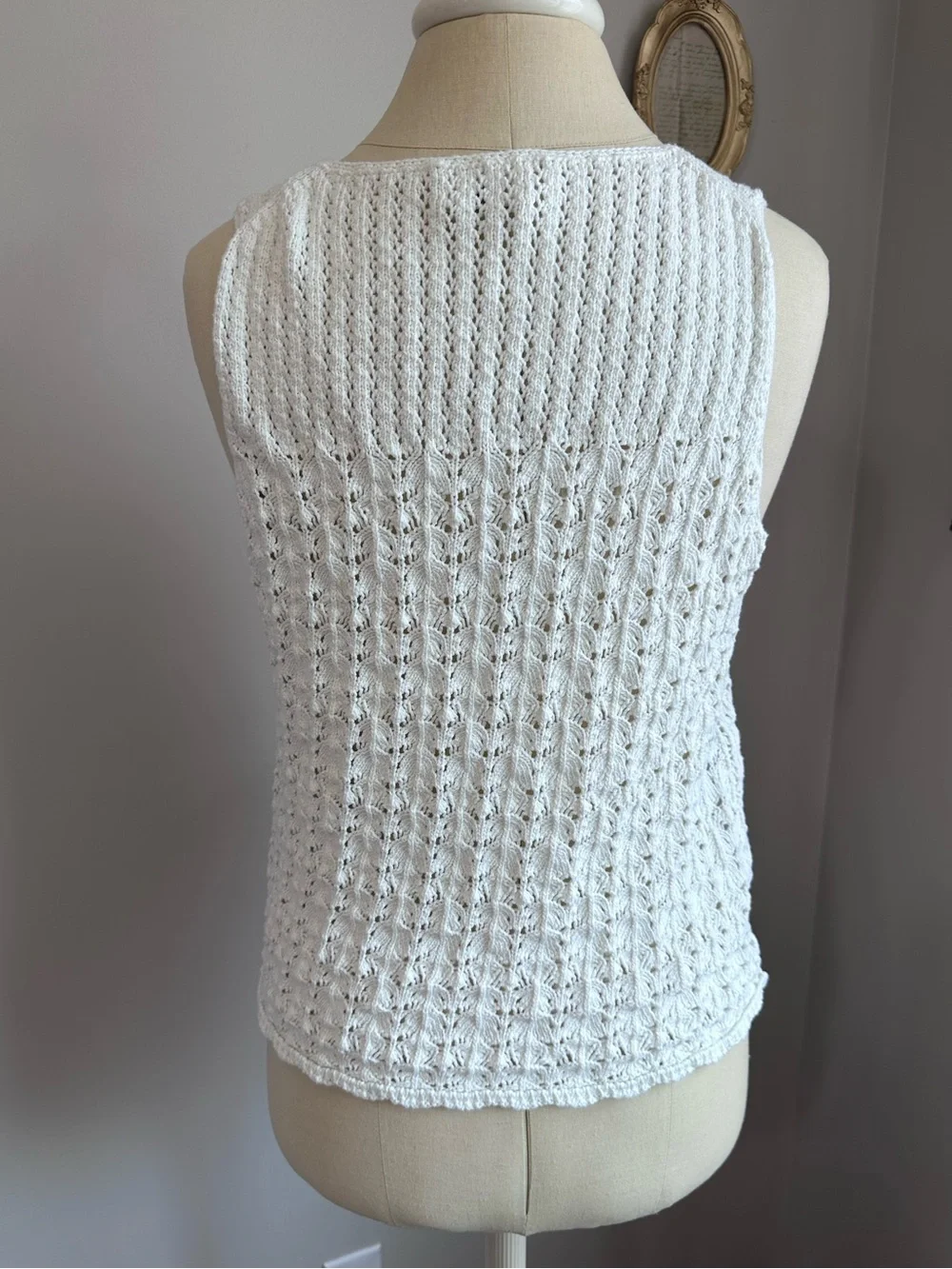 Aritzia Wilfred Philippa Crochet Knit Tank Top in Light Birch - Picture 6 of 6